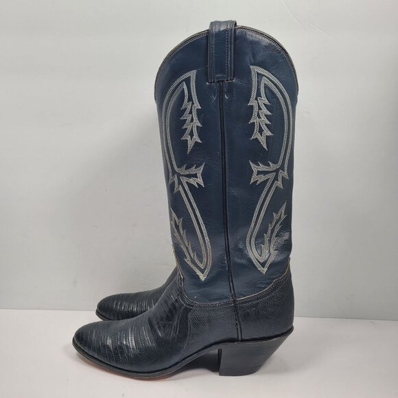 Tony Lama Women's Navy Blue Black Cowboy Boots 14024 US Size 7.5A - Picture 2 of 11